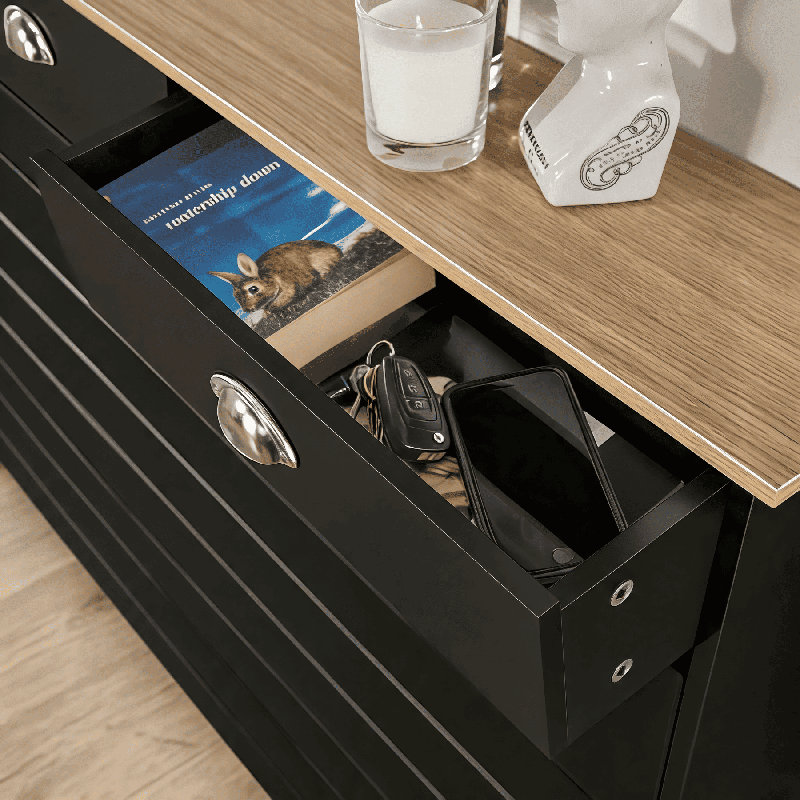 Batley Drawer Radiator Cover, 3 Drawer - 150cm W, Black