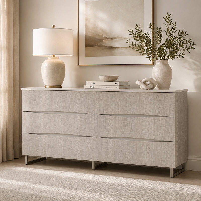 Marin 72" Wide 6-Drawer Dresser - Greige