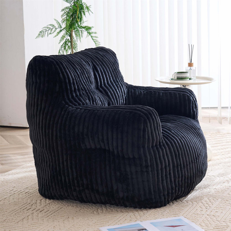 Fauteuil à billes en velours côtelé avec bourre en mousse mémoire pour un confort et un soutien ultimes, Velours côtelé noir