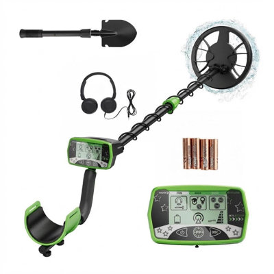 11-Inch Waterproof Metal Detector with LCD Display, Adjustable Length, Green