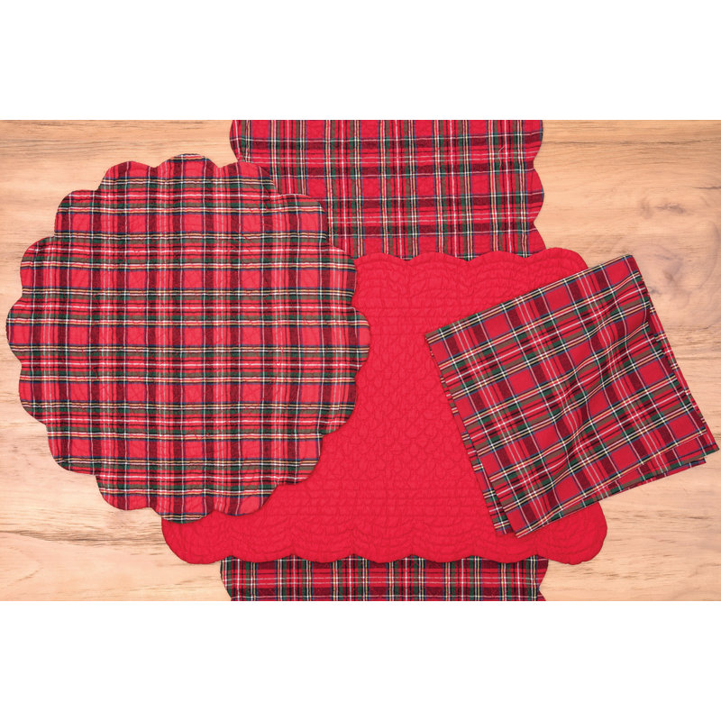 Downton Red Plaid Cotton Table Runner