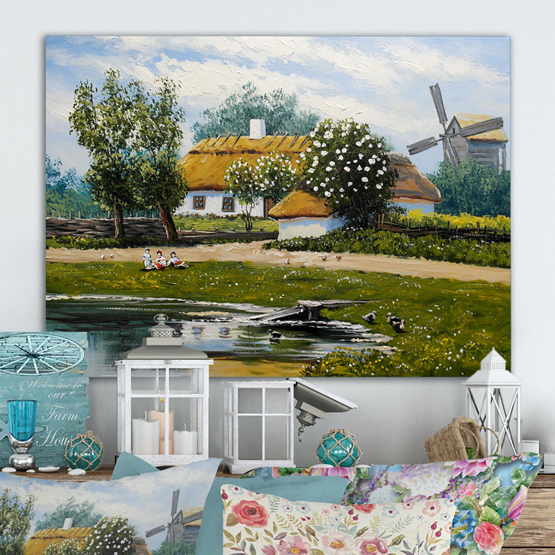 «Old Rustic Village Lanscape VI», reproduction d'art sur toile, H 8 po x l 12 po x P 1 po, Toile tendue