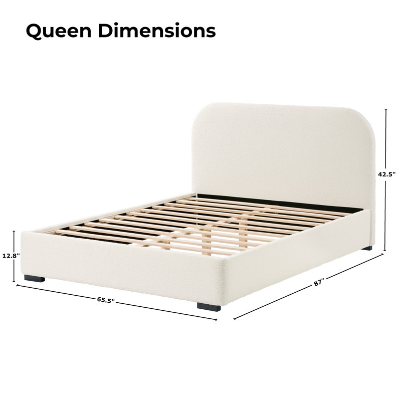 Reigen Boucle Platform Bed, Queen, White