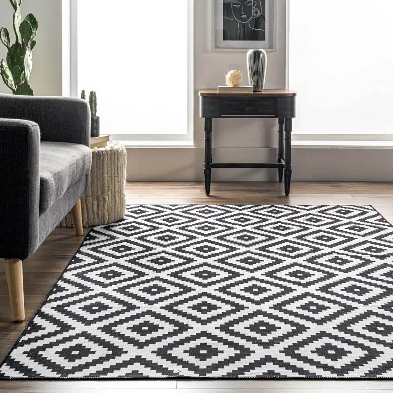 Kellee SpinClean Machine Washable Modern Diamonds Area Rug, Rectangle 4' x 6'