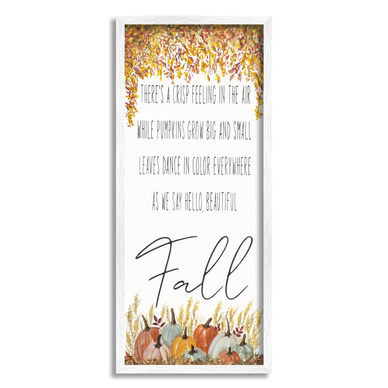 Autumnal Hello Beautiful Fall at-299, H 24 po x l 10 po x P 1,5 po, Giclée encadrée blanc bord de mer