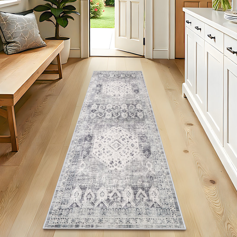 Non Slip Runner Rug with Rubber Backing Boho Washable Rug Runner Farmhouse Carpet Runners for Hallway Vintage Floor Runner for Kitchen Entryway Laundry Room