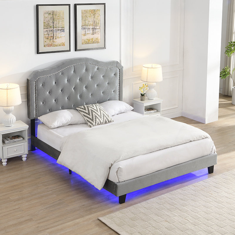 Exquisite Tufted Platform Nyiesha with Advanced Features for Comfortable Sleep, Light Gray
