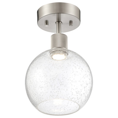 DEL semi-encastrée Port Nine - laiton brossé antique - verre bullé - DEL dédiée