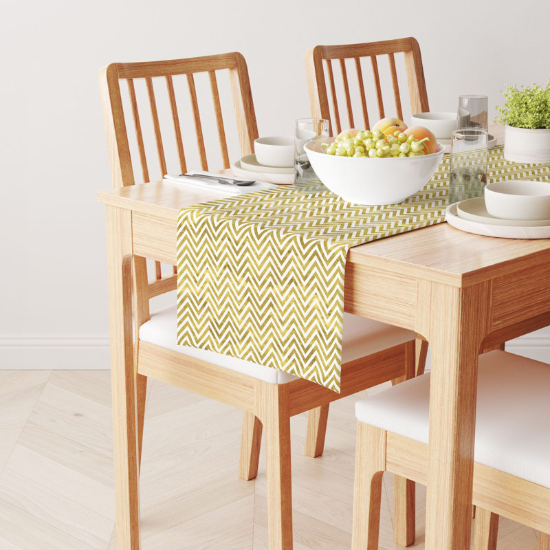 Rectangular Chevron Cotton Twill Table Runner, 108" L x 16" W