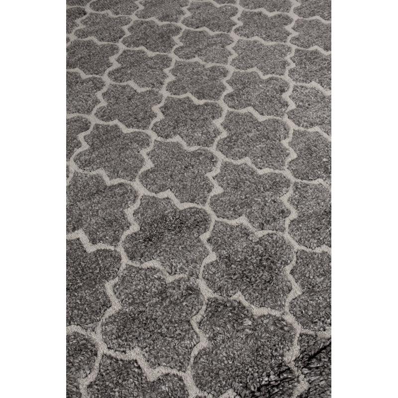 Lux Look Geometric Area Rug in Gray, Rectangle 10' x 14'