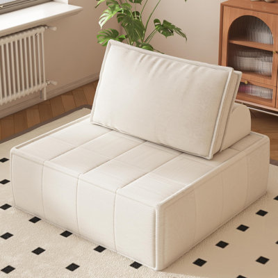 35" Corduroy fabric floor pillow chair Futon sofa with Adjustable Backrest, suitable for small-space bedrooms, living rooms and game rooms by Trule