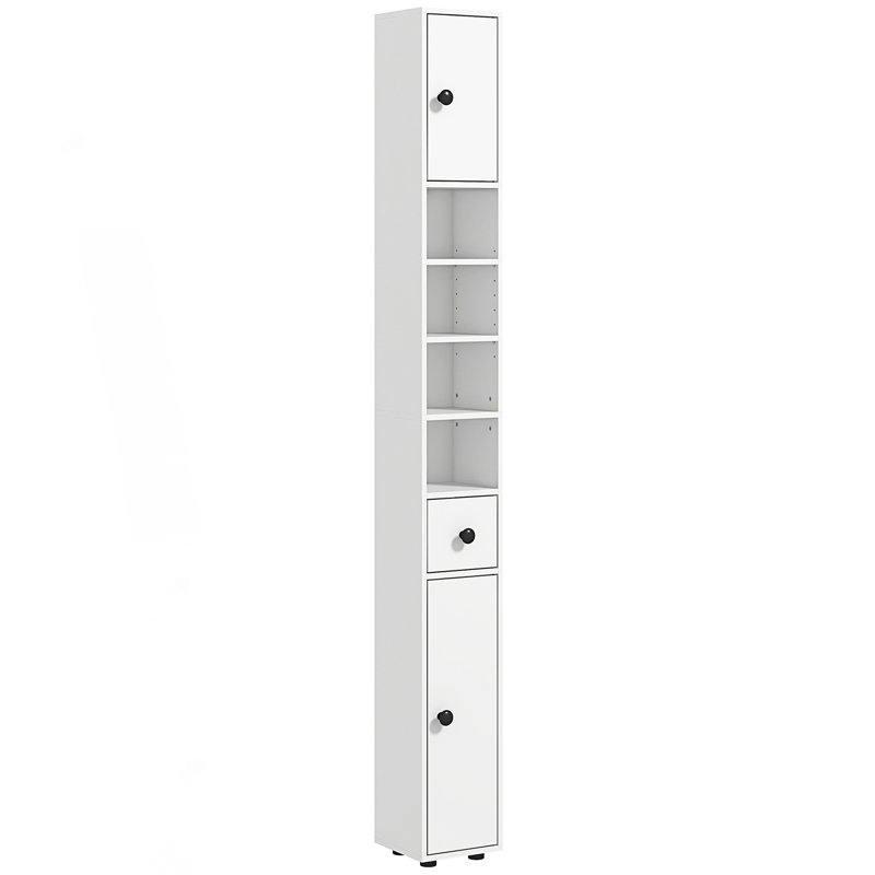 Grande armoire de rangement moderne pour salle de bain, armoire de toilette étroite avec tablettes ouvertes