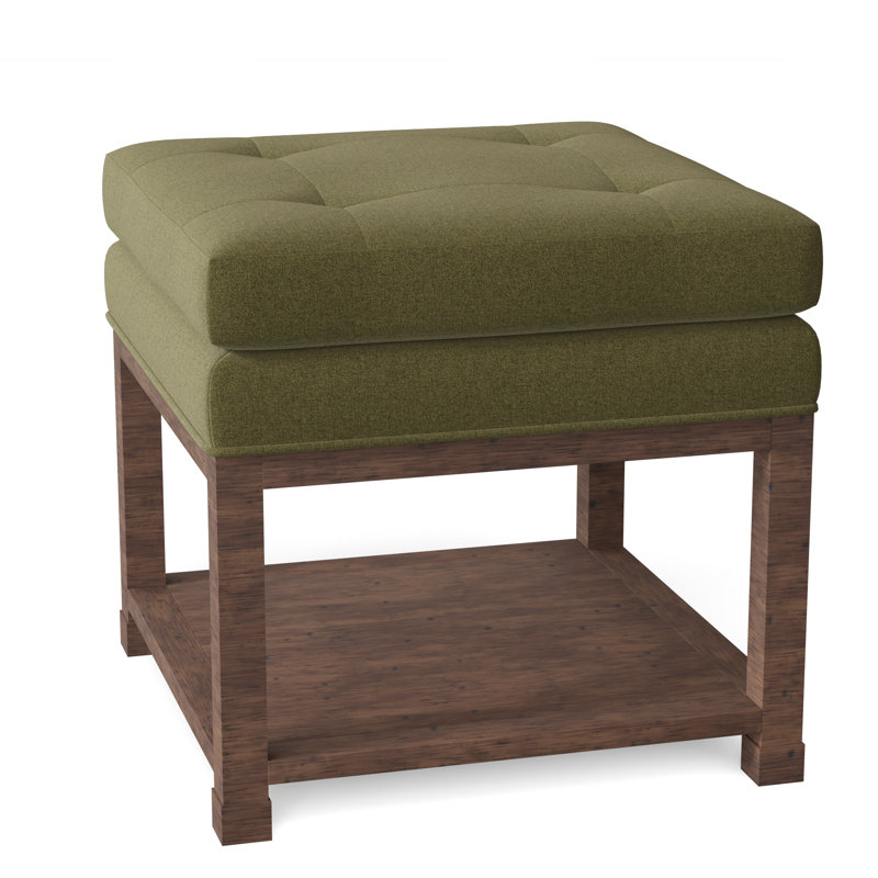 Libby Langdon 20.5" Wide Tufted Square Standard Ottoman with Storage, Espresso, 8789 Sage 100% Polyester