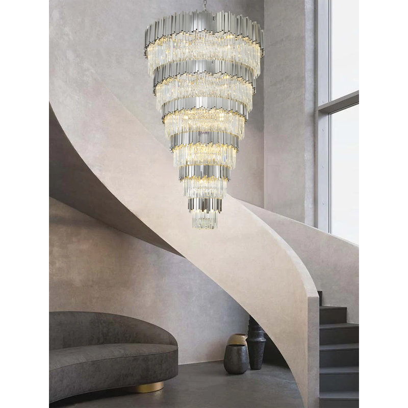 Transitional 60-Light Crystal Chandelier, Chrome, 5