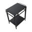 Table de préparation à roulettes et gril noir avec 2 roulettes verrouillables, crochets à outils, idéal pour la terrasse, la cour arrière, le four à pizza, 2 grandes roulettes de rangement extérieures et une table mobile, une barre de service comme four