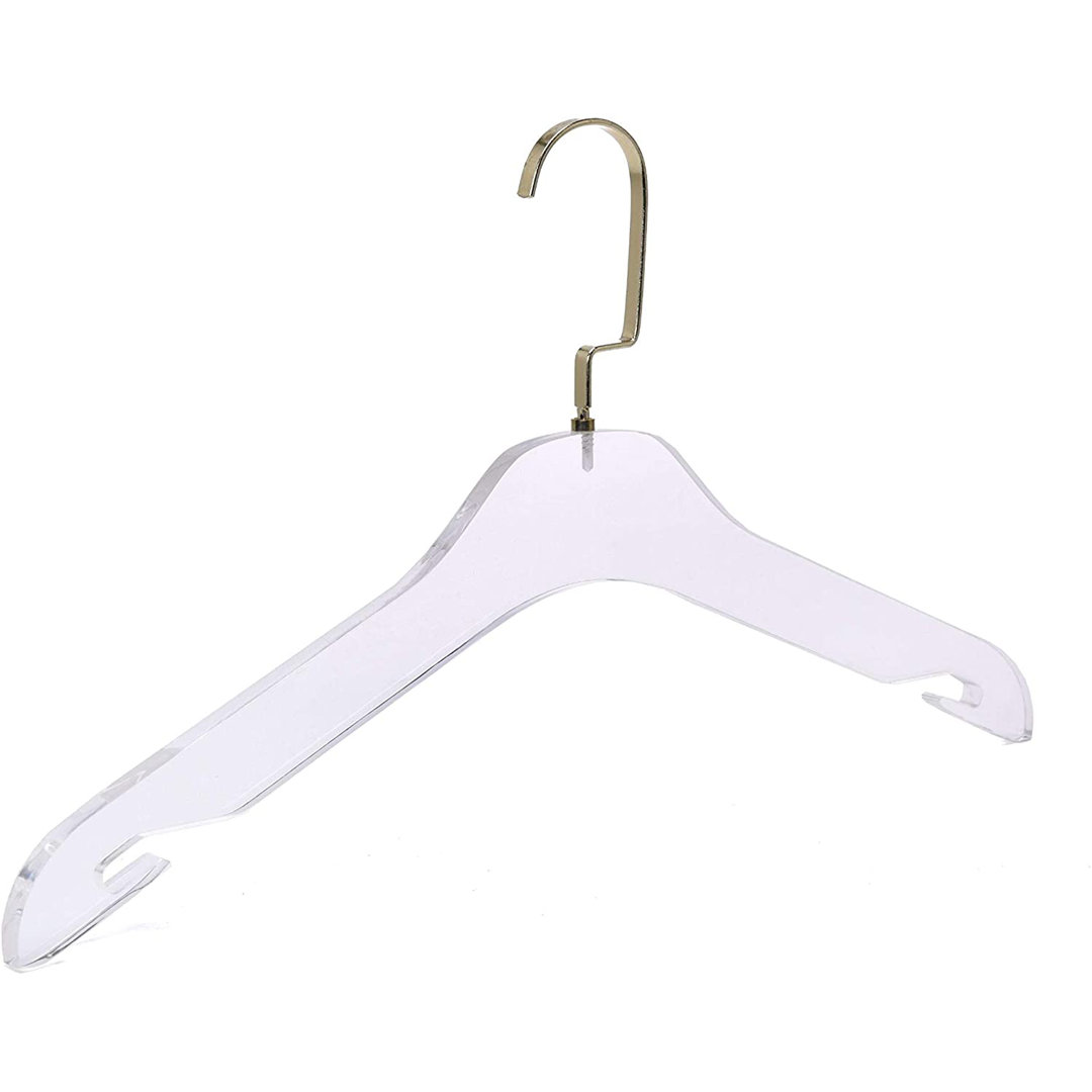 HomeCube USA 17" Acrylic Hangers with Gold Hooks - Premium Durable Adult Coat, Shirt & Dress Hangers Home Cube USA Pack 