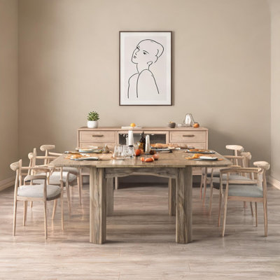 Console extensible en panneau de fibres à densité moyenne de couleur brun classique, extensible jusqu'à 118,5 pouces pour la salle à manger ou le bureau personnel
