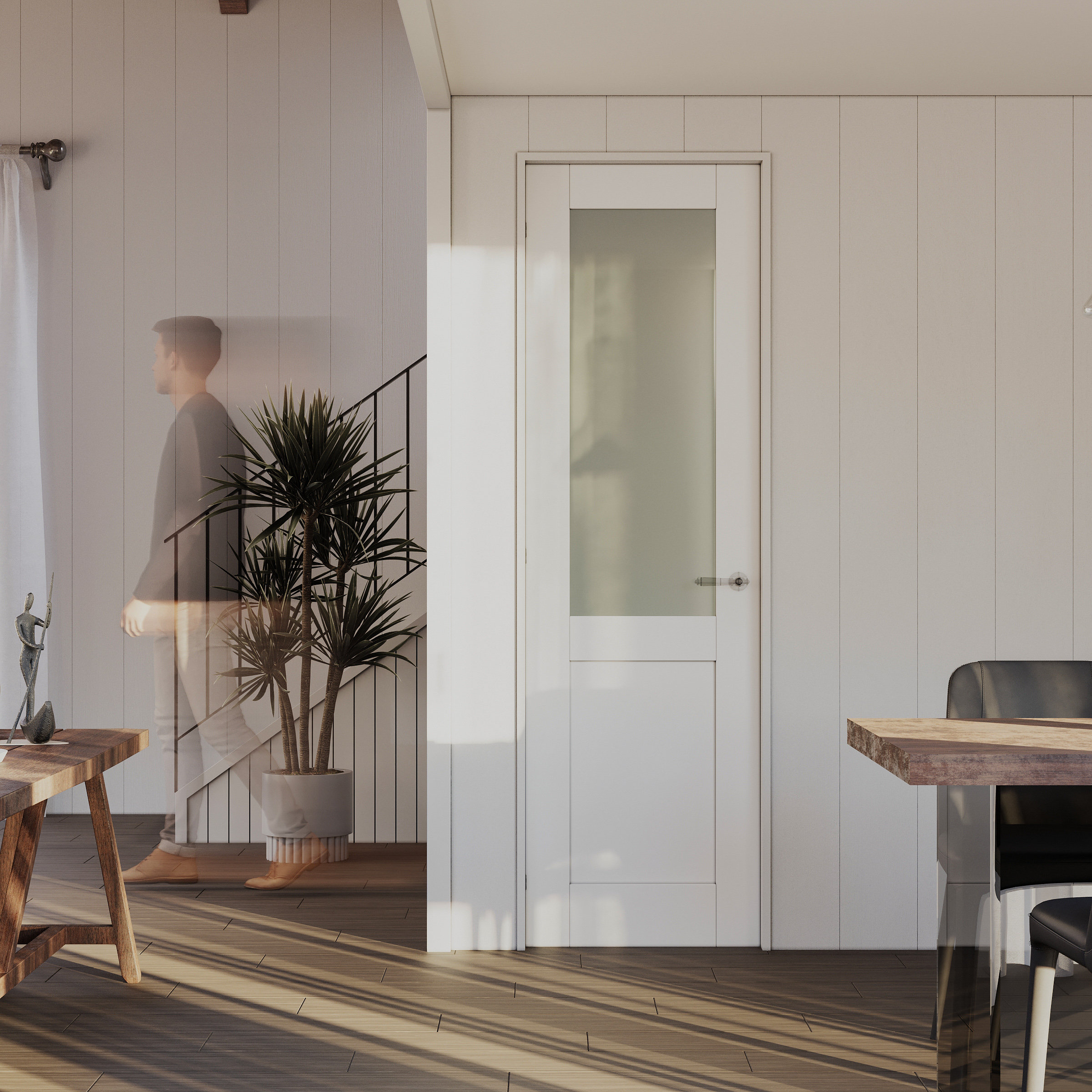 ARK DESIGN Prehung Jamb Interior Door Frosted Glass Pantry Door Without