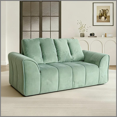 Canapé en chenille de 70 po, canapé à nuage de sièges profonds avec mousse à mémoire de forme et ressorts ensachés, petit canapé sans assemblage pour le salon (kaki clair)