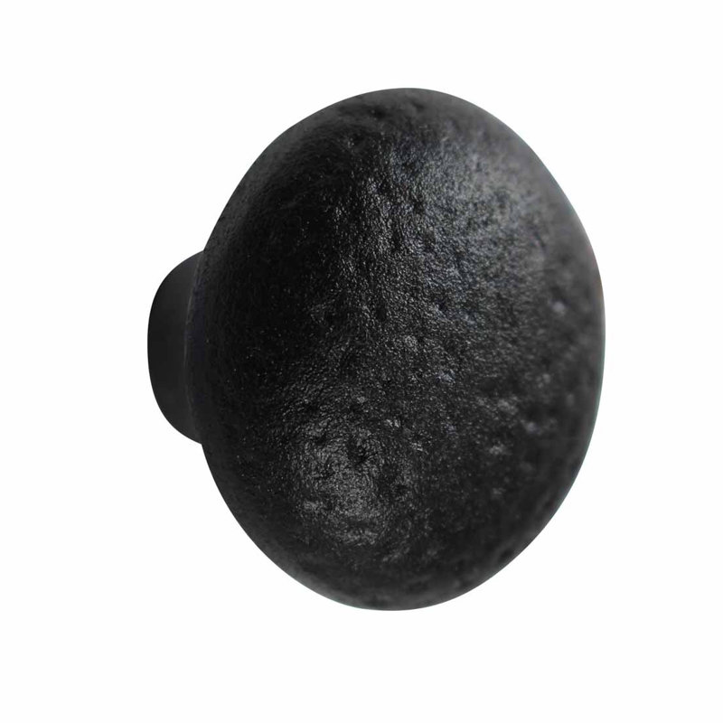 Round Black Iron Cabinet Knob with Mounting Hardware
