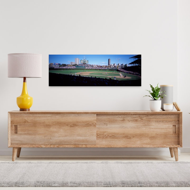 Baseball match in progress, Wrigley Field, Chicago, Cook County, Illinois, États-Unis, art contemporain abstrait, art mural paysage