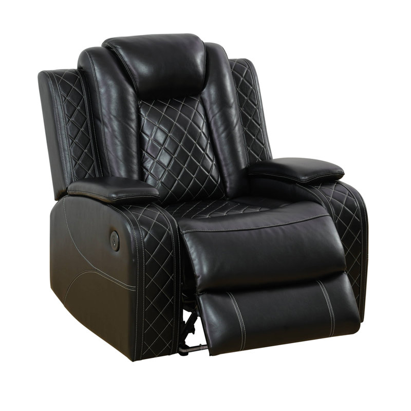 Fauteuil inclinable en cuir noir respirant