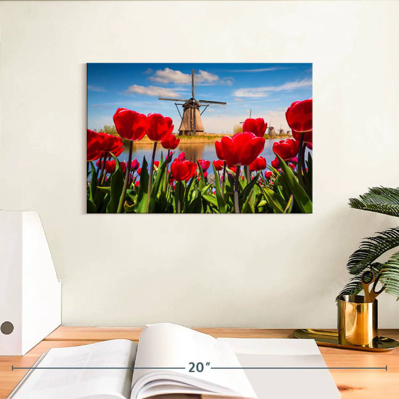 Harnek Tulips Windmill, 8" H x 12" W