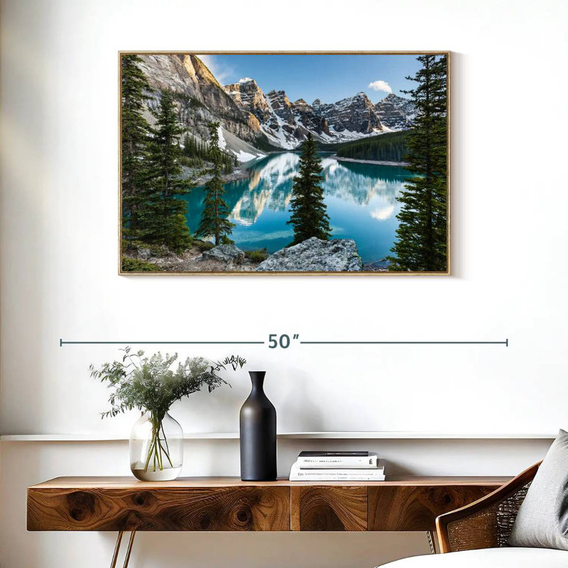 Moraine Lake Reflections, Cadre flottant en bois naturel, 37 po x 25 po