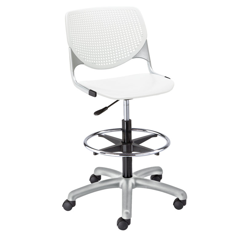 Chaise de dessinateur Kool, Blanc, Gris clair