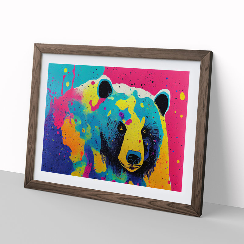 Bear Paint Splash Vol.2 - Framed Print, Walnut, 46cm H x 64cm W x 2cm D