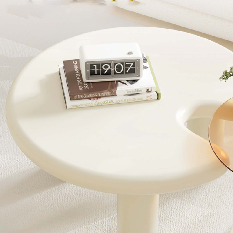 Circular Beige Cream Coffee Table Set