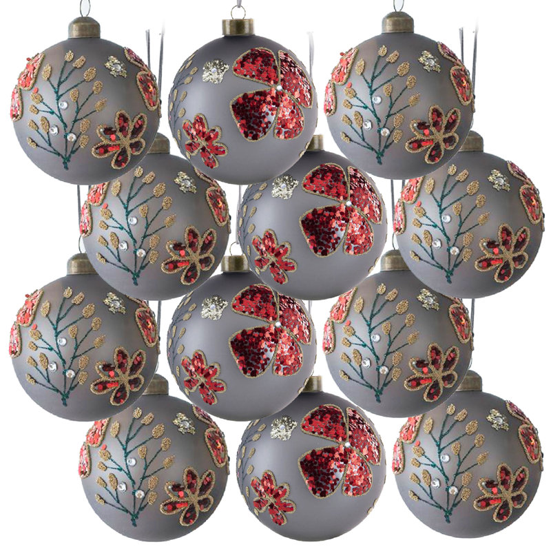Ornement boule de verre à paillettes