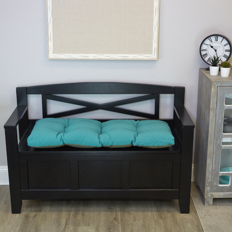 Winston Porter Non-Slip Bench Cushion, 33 X 14 X 3 Inches, Teal