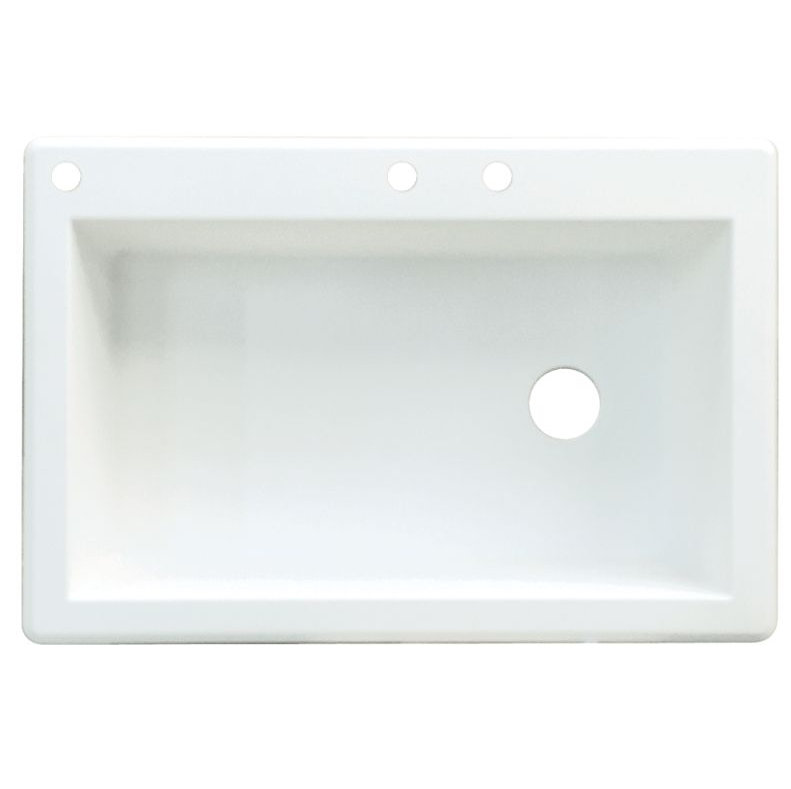 Radius 33'' L Single Bowl Granite Kitchen Sink, White, 3 hole