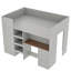 Lit mezzanine double gris avec garde-robe, bureau et rangement intégrés