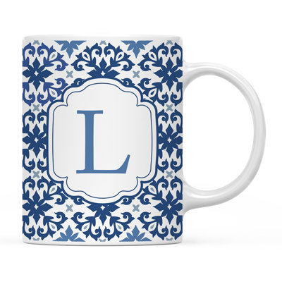 Ceramic Coffee Mug, Moroccan Monogram  L