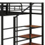 Lit mezzanine simple en métal avec grille de rangement supérieure et échelle de rangement latérale-2136677120