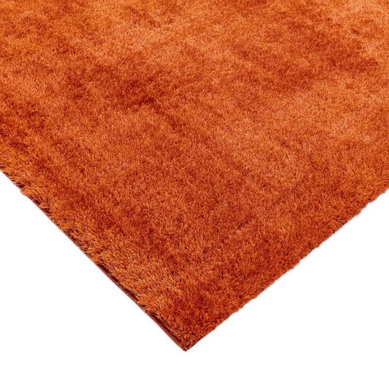 Orange Plain Luxurious Modern Shaggy Easy To Clean For Bedroom Dining Room Living Room, Rectangle 200 x 290cm