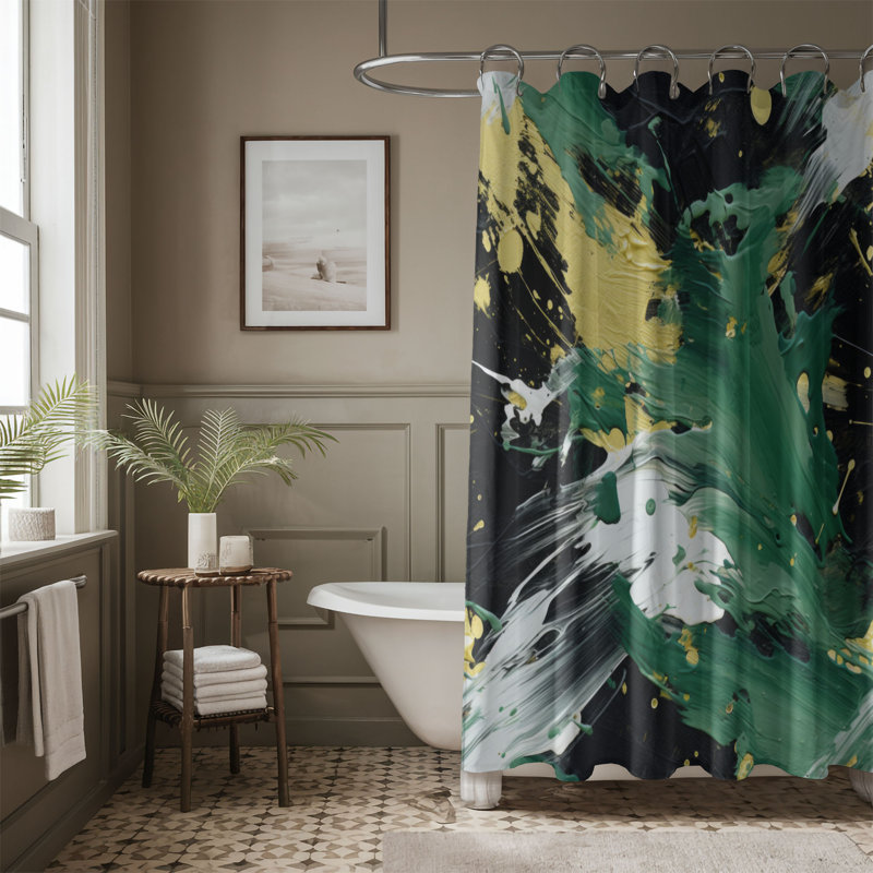 Painted Oils - Rideau de douche Premium, H 74 po x l 71 po