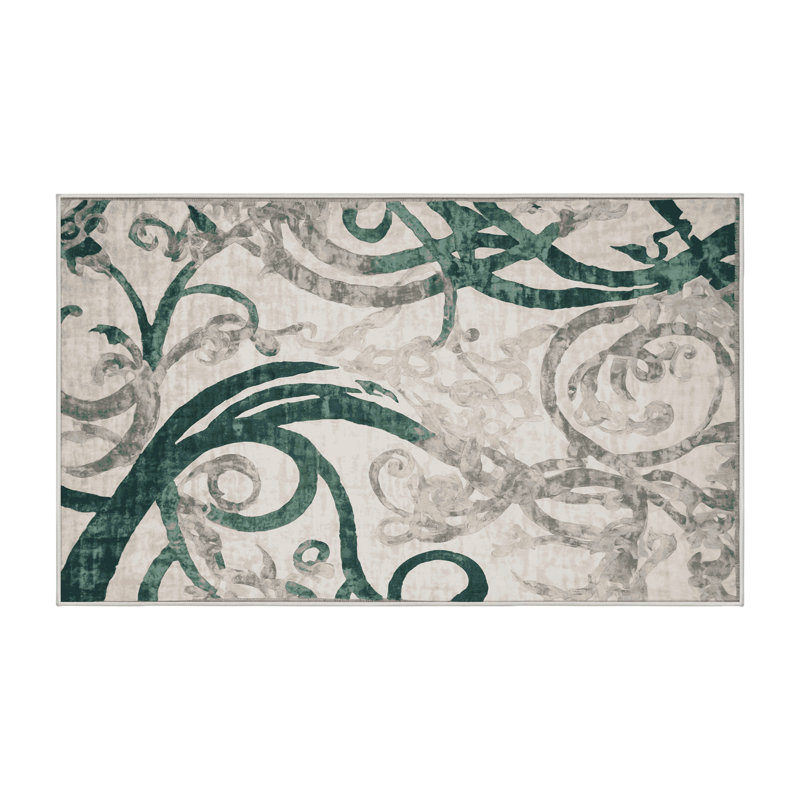 Machine Washable Beige Area Rug, Rectangle 6' x 9'