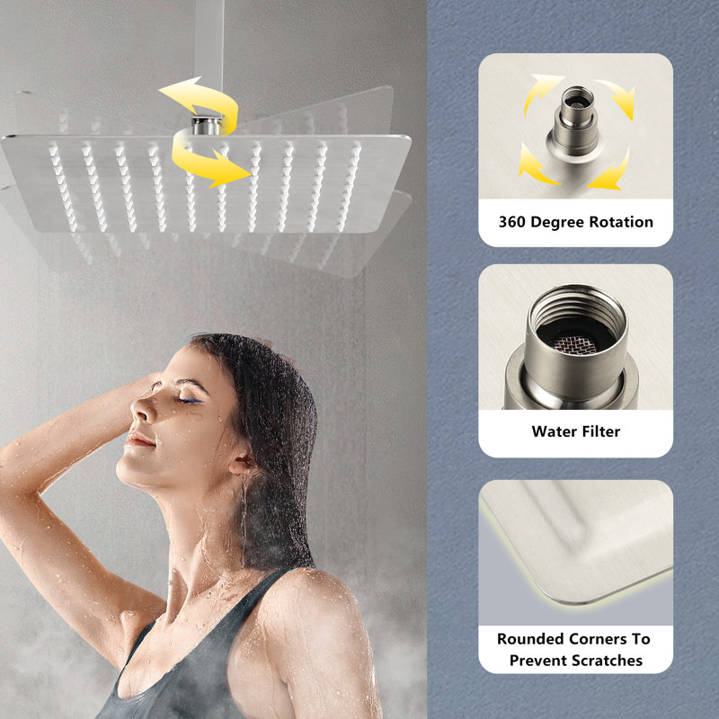 Rain Fixed Shower Head, Brushed Nickel