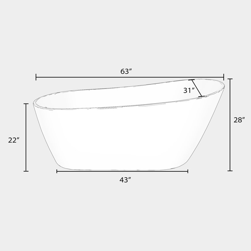 63'' x 31'' Freestanding Soaking Acylic Bathtub