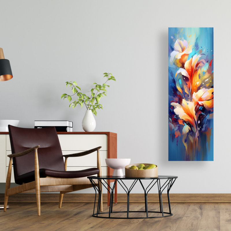 Décor de chambre à coucher fleuri explosion florale abstraite, H 48 po x l 16 po