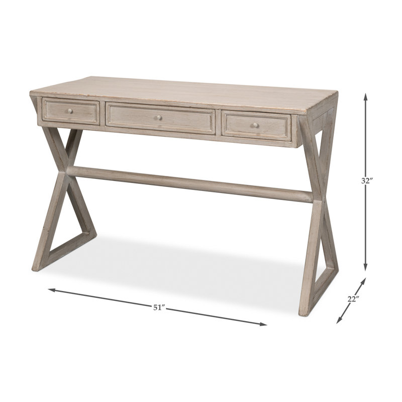 Kitchen Solid Wood Writing Desk, Stone Gray