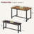 Dining Table Set for 4 with 2 Upholstered Benches, 3 Piece Kitchen Rectangular Dining Room Table Space-Saving for Small Space, Apartment, Restaurant