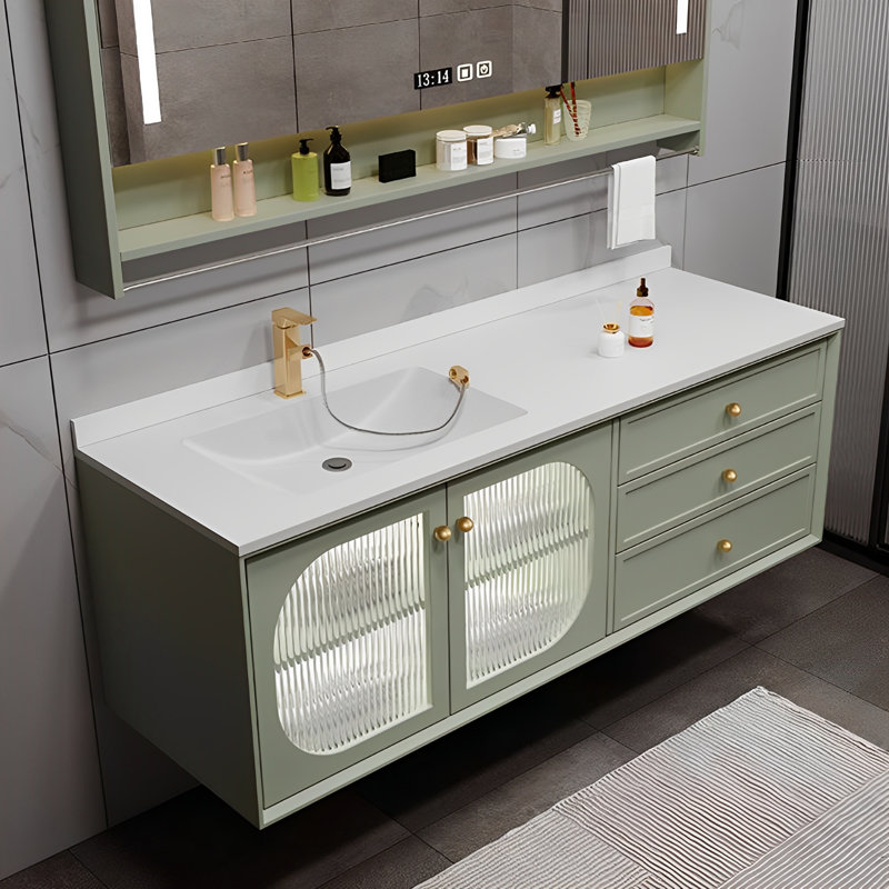 French style modern simple bathroom cabinet, Green, 47"