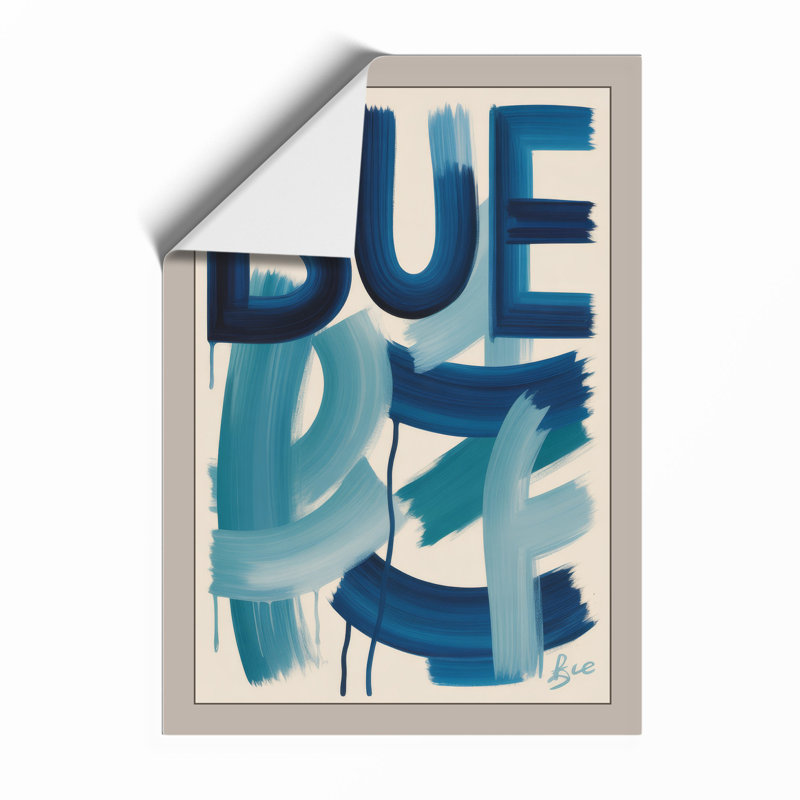 Blue Typography - Framed Print, A3 - 42.0 x 29.7 cm, Unframed