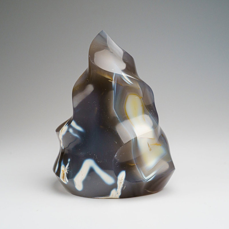 Véritable forme de calcédoine bleue polie véritable flamme d'orque (1,8 lb)