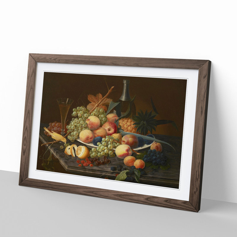 Still Life with Flowers and Fruit Vol.6 by Severin Roesen - Picture Frame Painting, Walnut, 48cm H x 65cm W x 2cm D