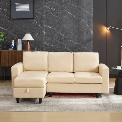 L-shaped 3 Seater Convertible Sofa With Led, Usb And Ottoman